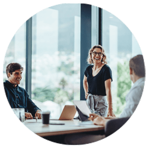 Office colleagues having casual discussion during meeting in conference room. Group of men and women sitting in conference room and smiling.; Shutterstock ID 1791564398; purchase_order: Limited Bulk Purchase 8/2/22; job: ; client: ; other: