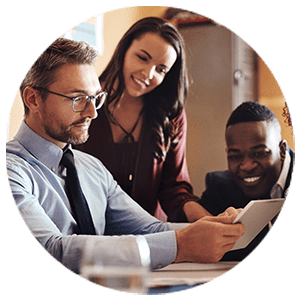 Business, meeting and male leader with tablet for innovation, new software or company development in office. Smile, diversity or man with tech for strategy, brainstorming or corporate success in team; Shutterstock ID 2490418599; purchase_order: Pro Serv; job: ; client: ; other: